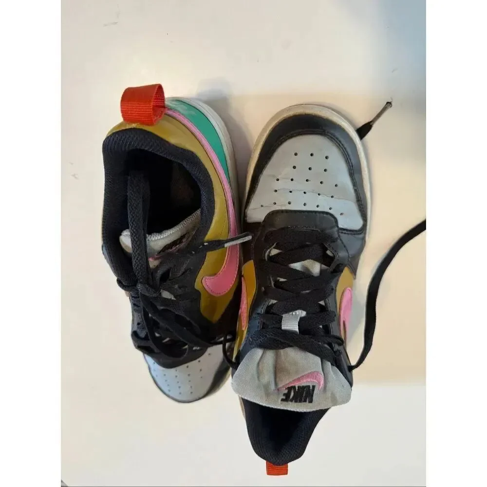 Nike Kids Size 5Y Court Borough Low Recraft Casual Sneakers Colorblock Colorful